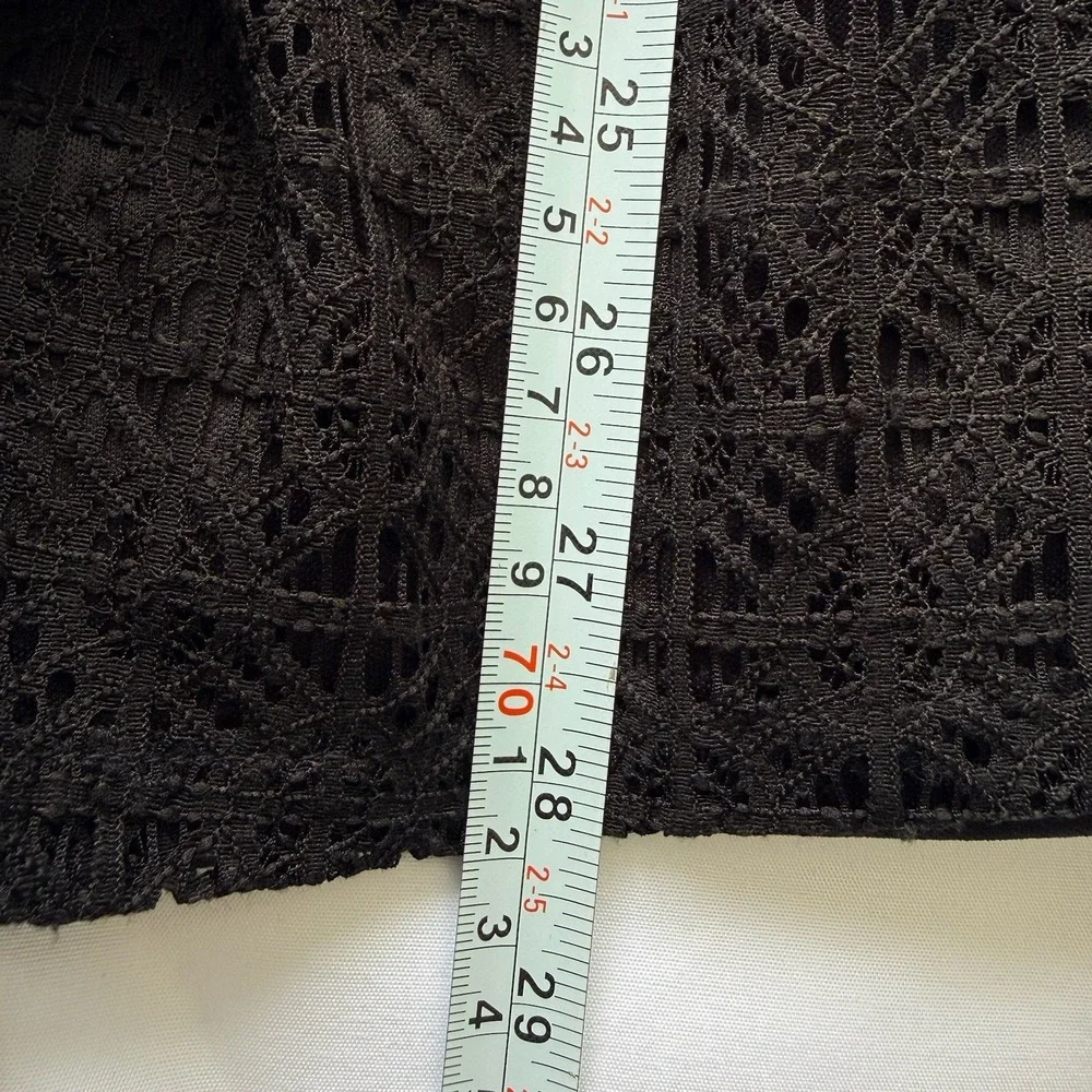 NWT Crochet Lace Blouse 1X Black Sheer Boho Festival Bell Sleeve Top Stretch - Picture 11 of 13
